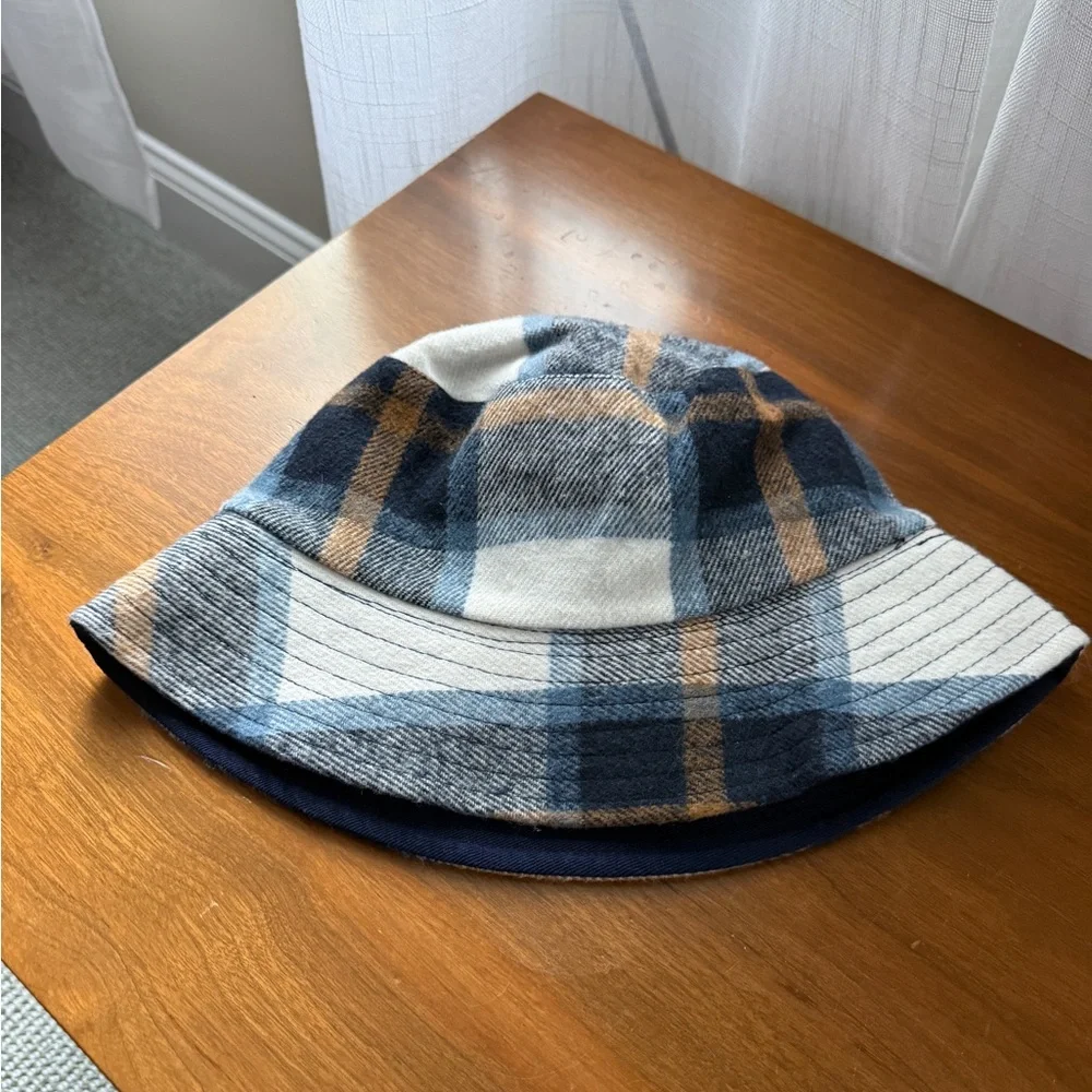 Plaid Bucket Hat in Blue and Tan - Picture 6 of 6